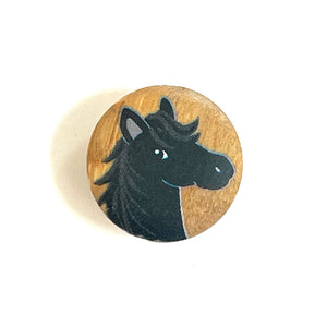 Kinderknopf "Pferd schwarz"- Holz